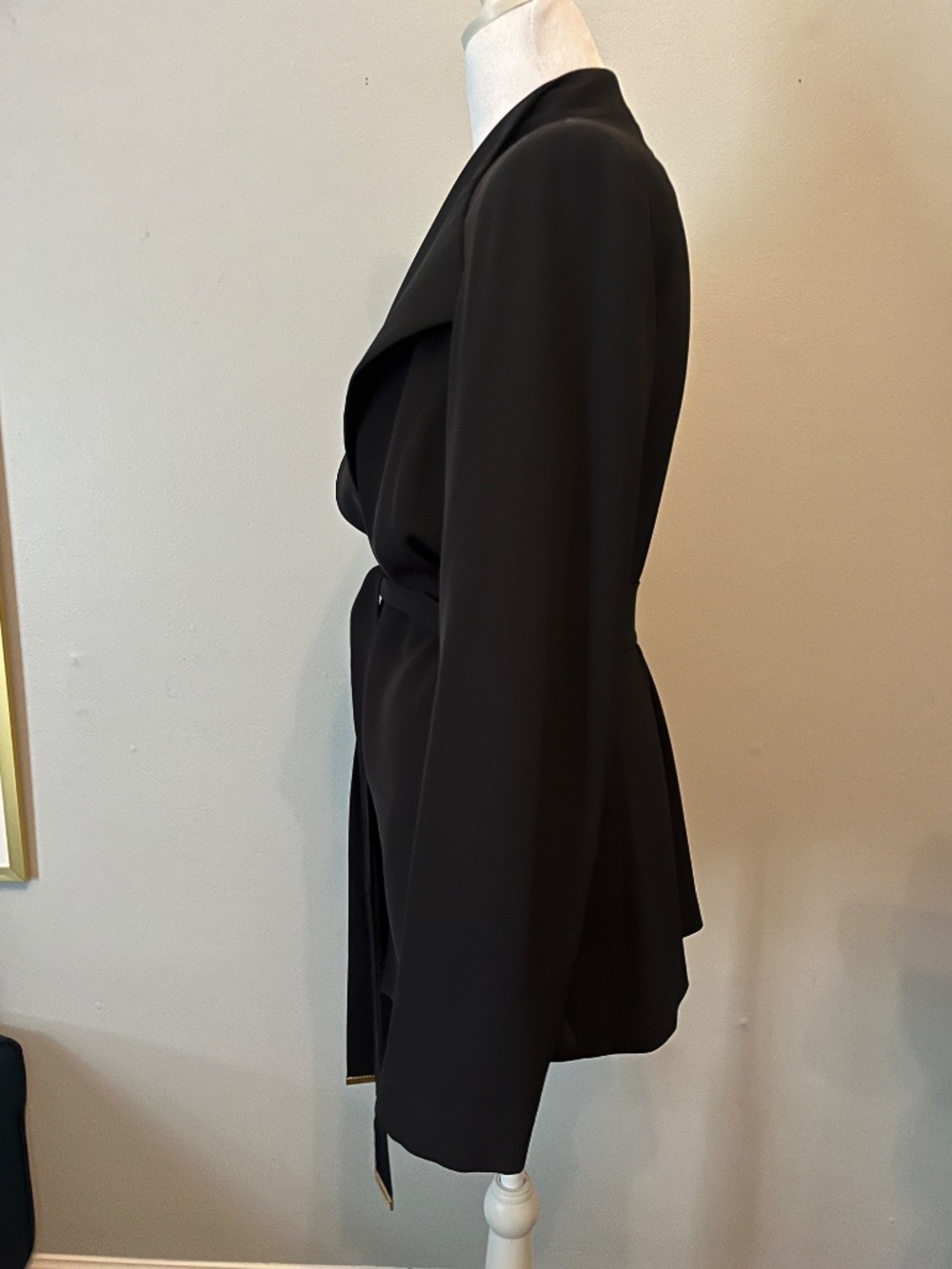 Calvin Klein Draped Waterfall Collar Belted Jacket Fits Sz 8-14 Open Blazer - Picture 2 of 9